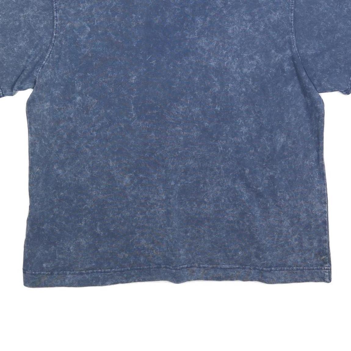 CHAMPION Womens Blue Acid Wash Logo Graphic T-Shirt 2XL Short Sleeve Crew Neck