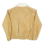 Mens Beige Suede Shearling Coat M Suede Sherpa Lined Button Closure Warm Winter
