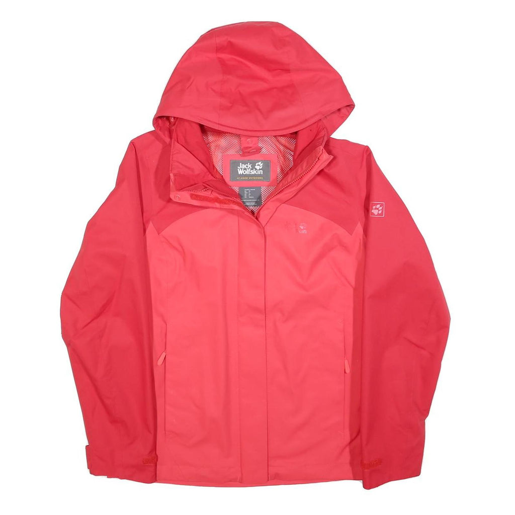 JACK WOLFSKIN Womens Red & Rose Outdoor Jacket UK 6 Polyester Zip Hooded