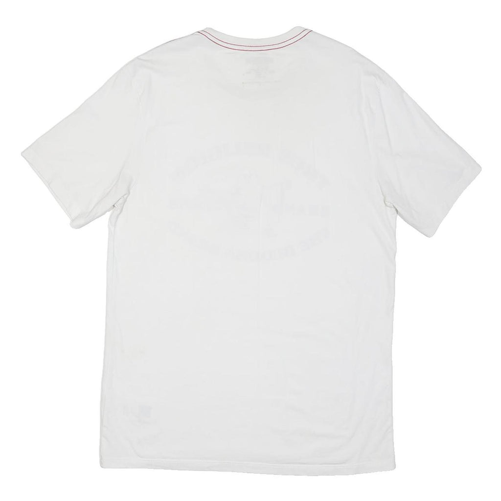 TRUE RELIGION Mens White Graphic T-Shirt L Short Sleeve Crew Neck Buddha Logo