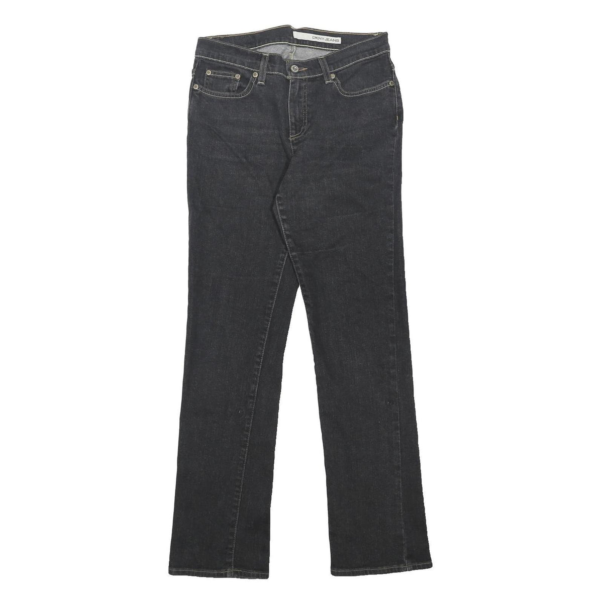 DKNY Womens Jeans Black Regular Straight Denim Medium W28 L30 Classic Fit Zip