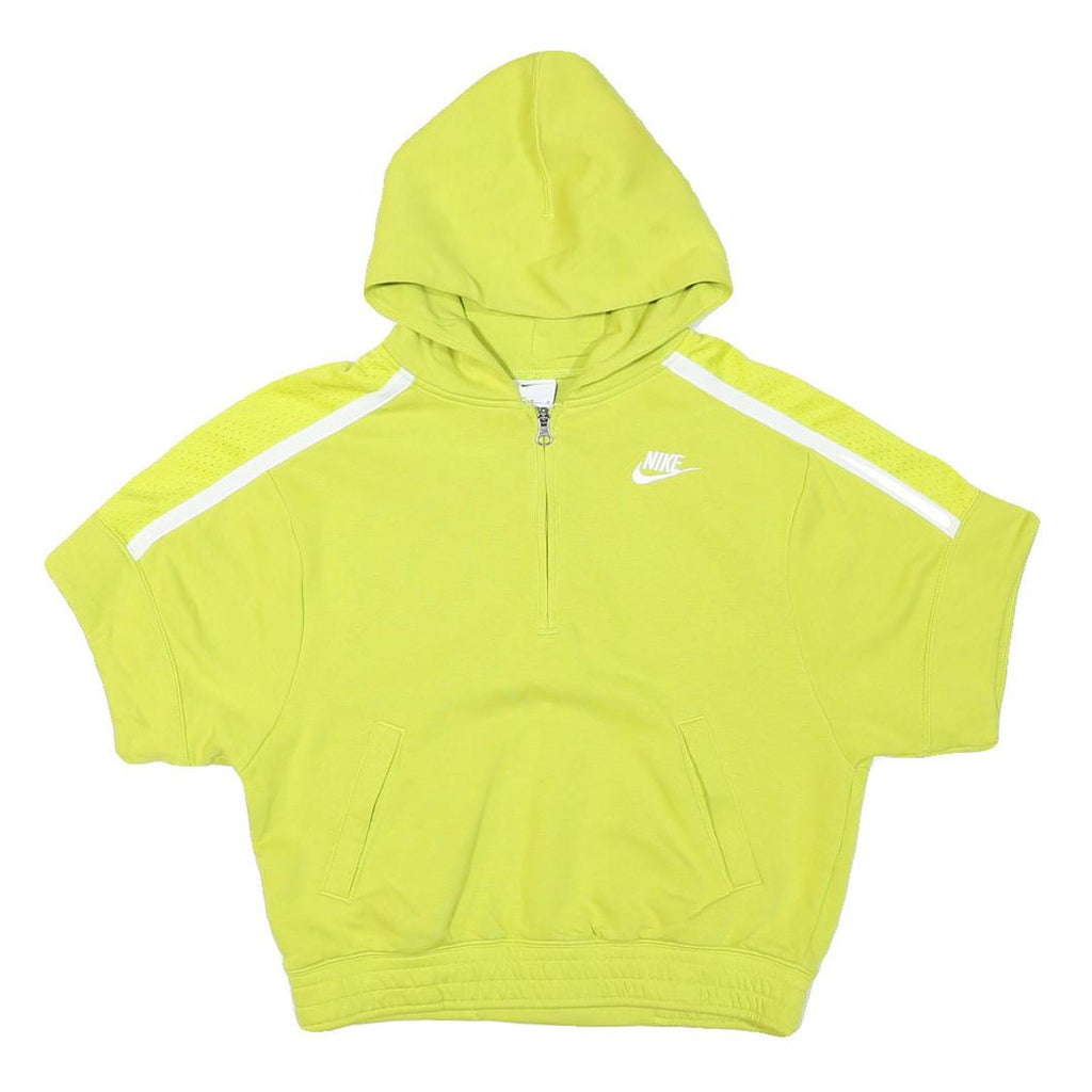 NIKE Mens Yellow Pullover Hoodie M Polyester Blend Lightweight Zip Sportswear