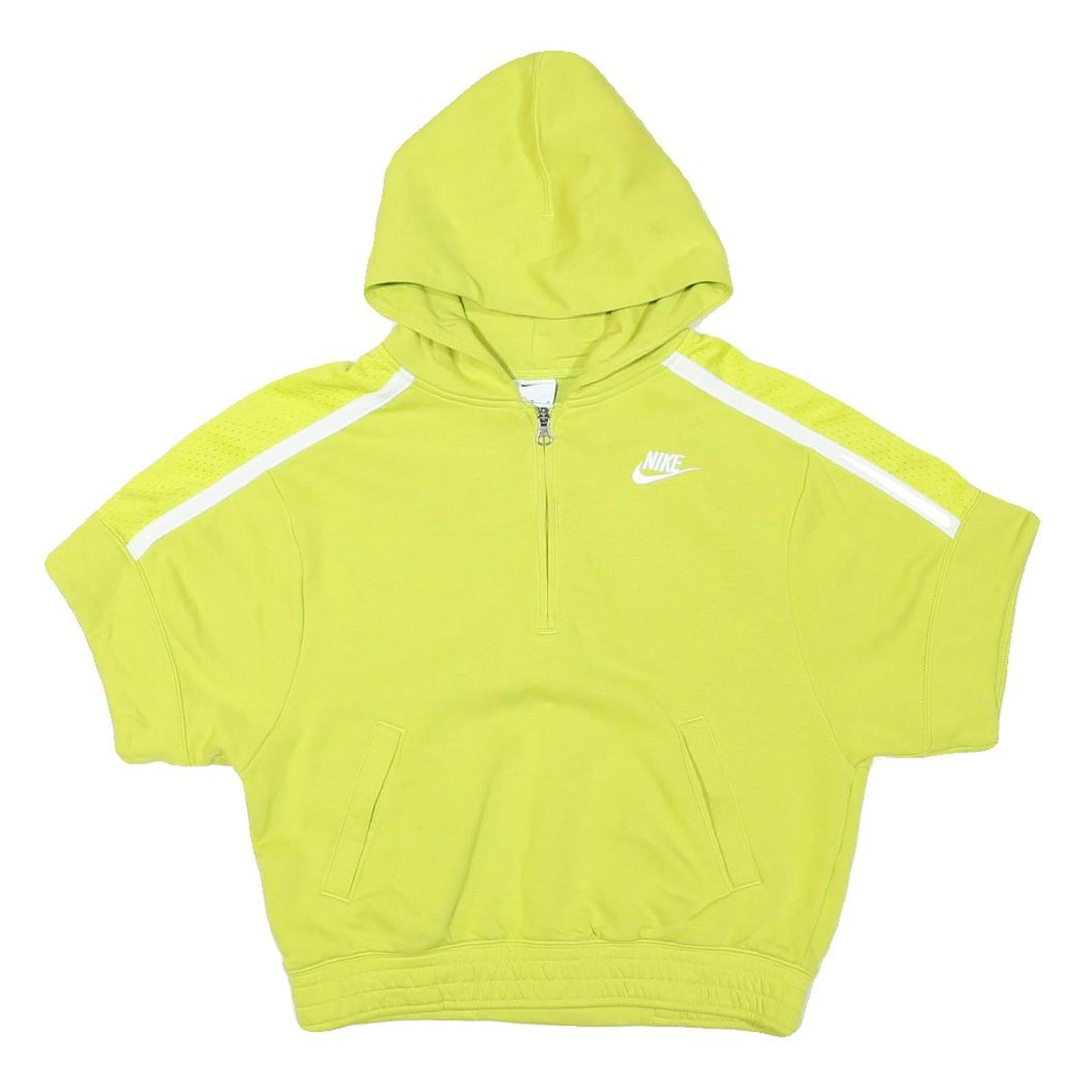 NIKE Mens Yellow Pullover Hoodie M Polyester Blend Lightweight Zip Sportswear
