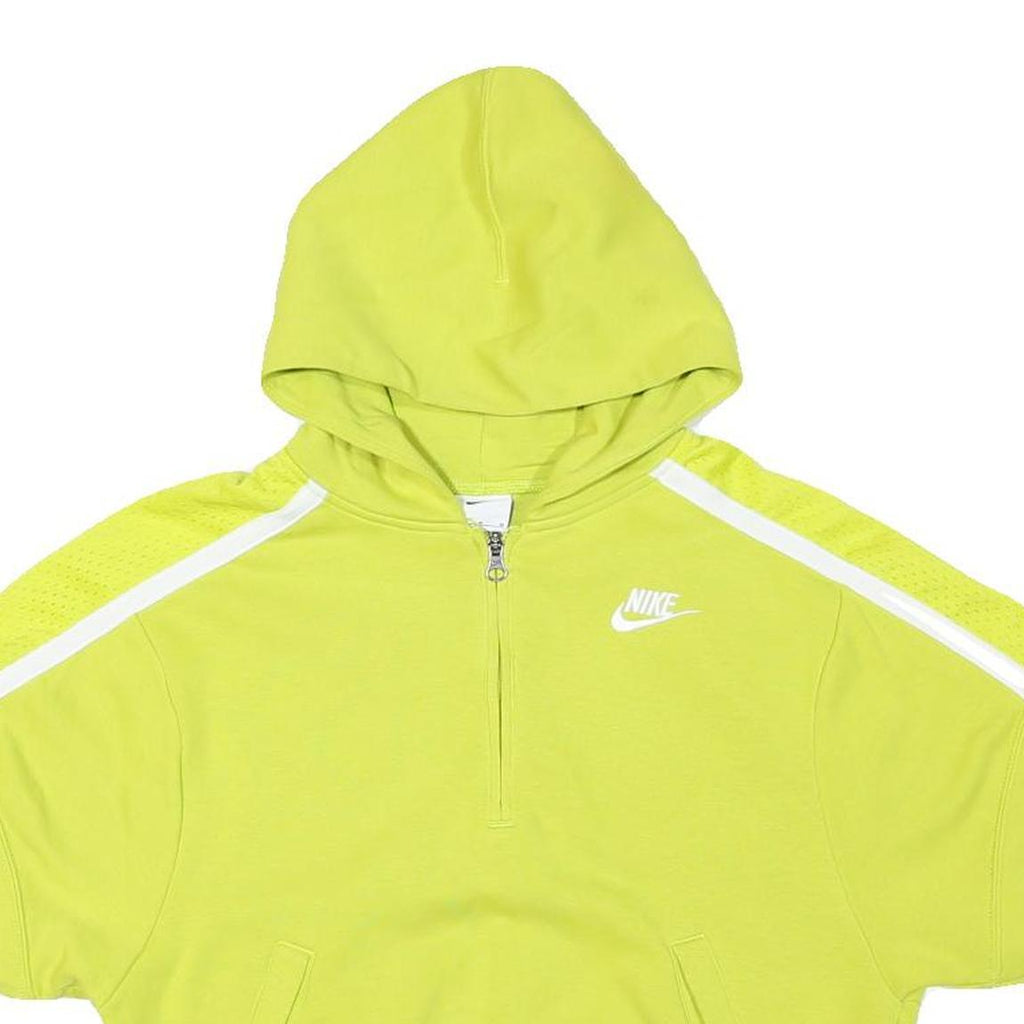 NIKE Mens Yellow Pullover Hoodie M Polyester Blend Lightweight Zip Sportswear