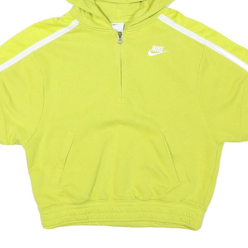NIKE Mens Yellow Pullover Hoodie M Polyester Blend Lightweight Zip Sportswear