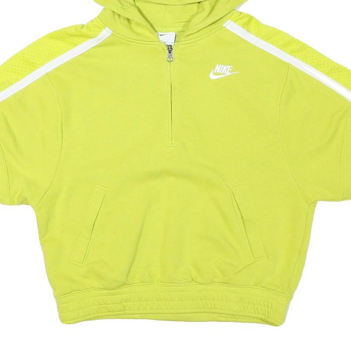 NIKE Mens Yellow Pullover Hoodie M Polyester Blend Lightweight Zip Sportswear