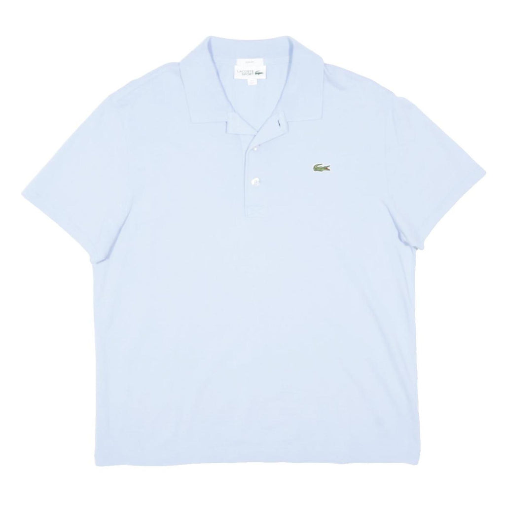 LACOSTE Mens Blue Short Sleeve Plain Polo Shirt L Cotton Blend Casual