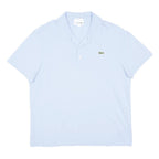 LACOSTE Mens Blue Short Sleeve Plain Polo Shirt L Cotton Blend Casual