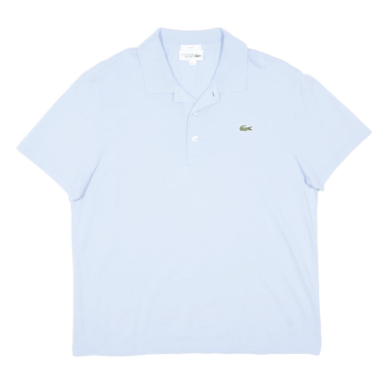 LACOSTE Mens Blue Short Sleeve Plain Polo Shirt L Cotton Blend Casual