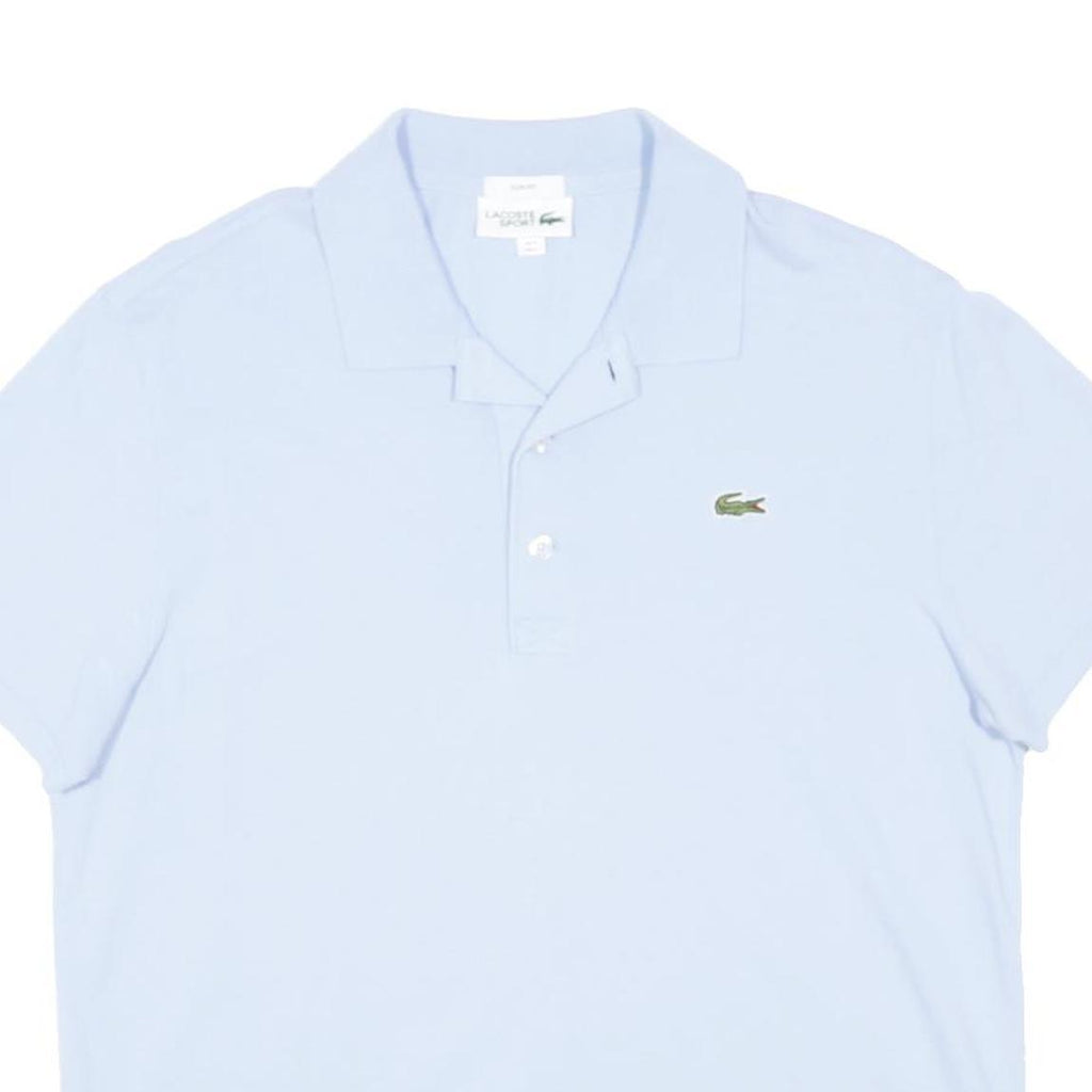 LACOSTE Mens Blue Short Sleeve Plain Polo Shirt L Cotton Blend Casual