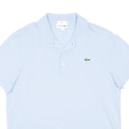 LACOSTE Mens Blue Short Sleeve Plain Polo Shirt L Cotton Blend Casual