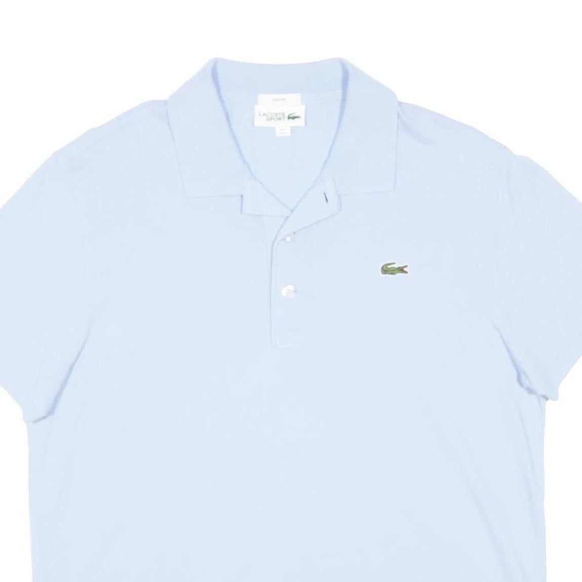 LACOSTE Mens Blue Short Sleeve Plain Polo Shirt L Cotton Blend Casual