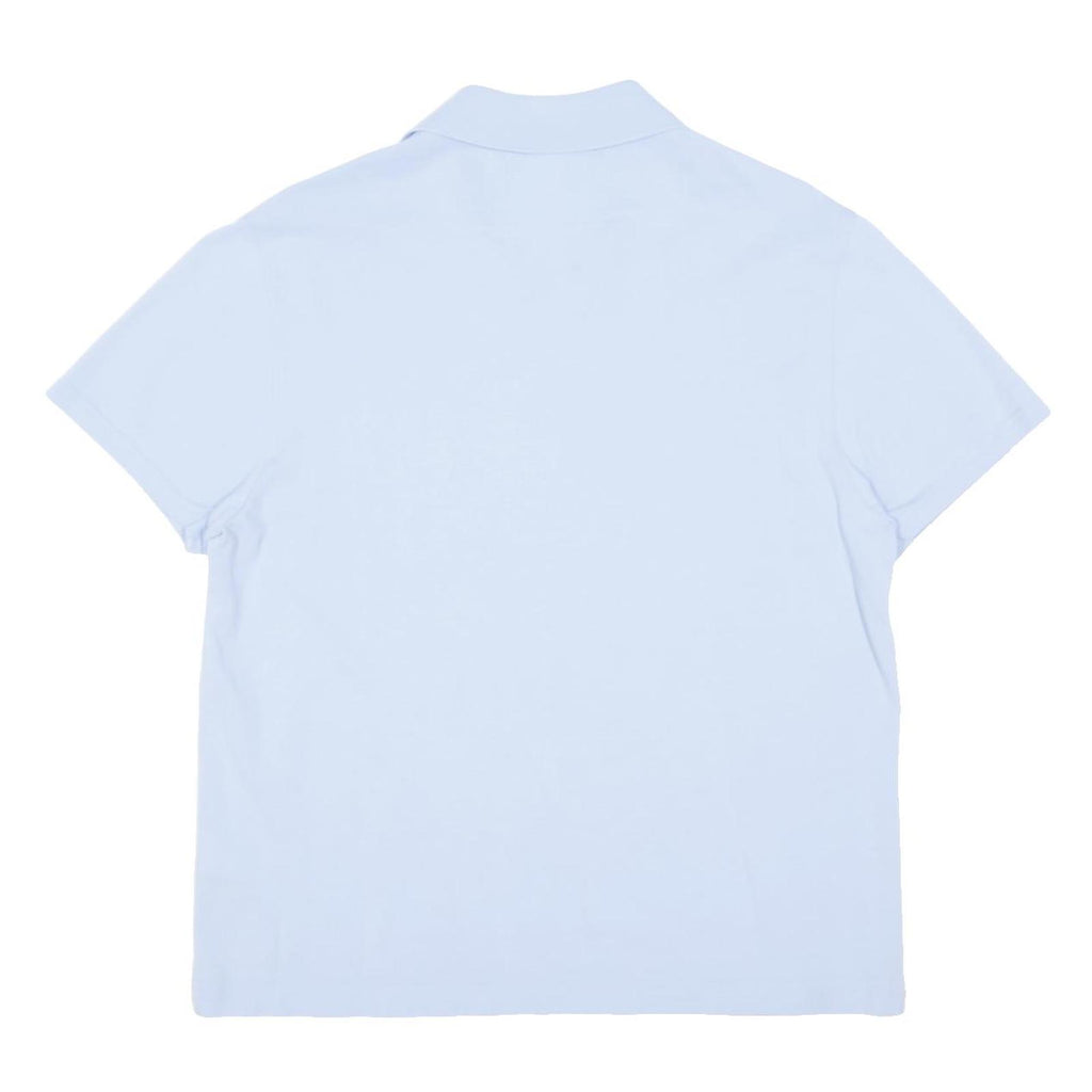 LACOSTE Mens Blue Short Sleeve Plain Polo Shirt L Cotton Blend Casual