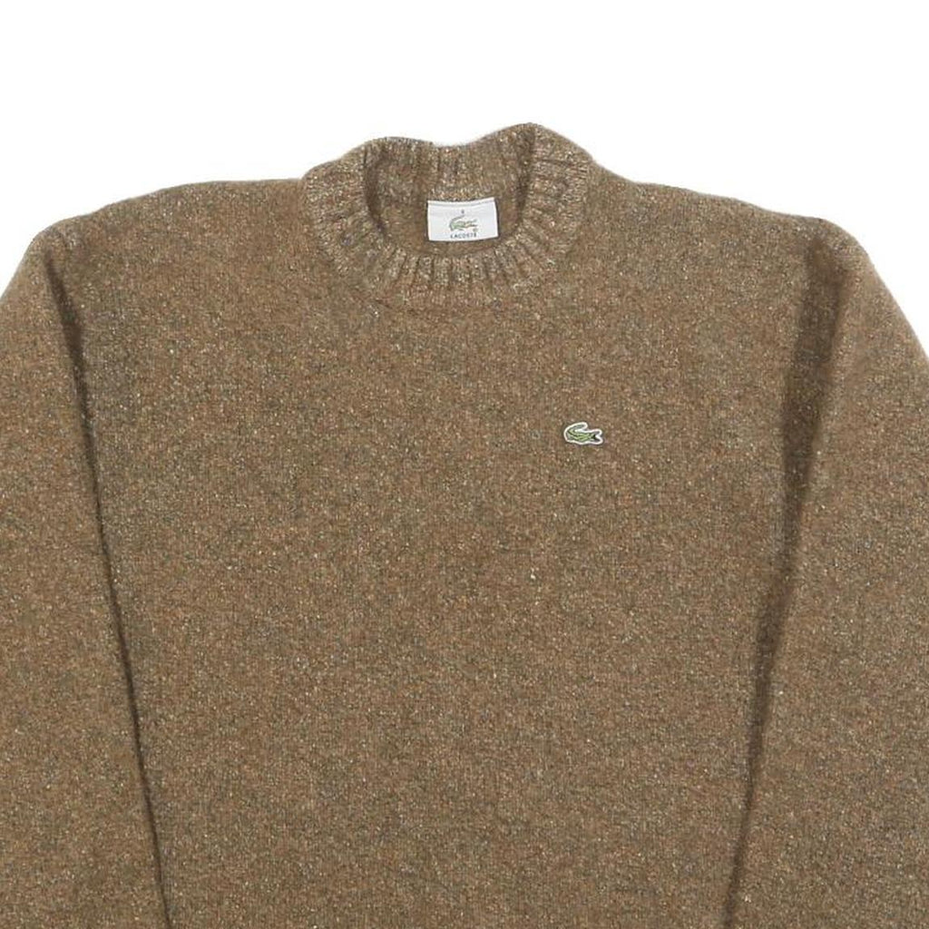 LACOSTE Boys Brown Wool Blend Plain Crew Neck Basic Knit Jumper Size L