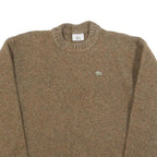 LACOSTE Boys Brown Wool Blend Plain Crew Neck Basic Knit Jumper Size L
