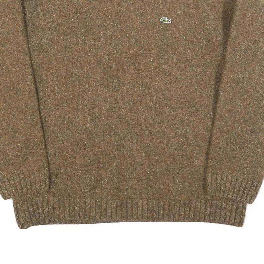 LACOSTE Boys Brown Wool Blend Plain Crew Neck Basic Knit Jumper Size L