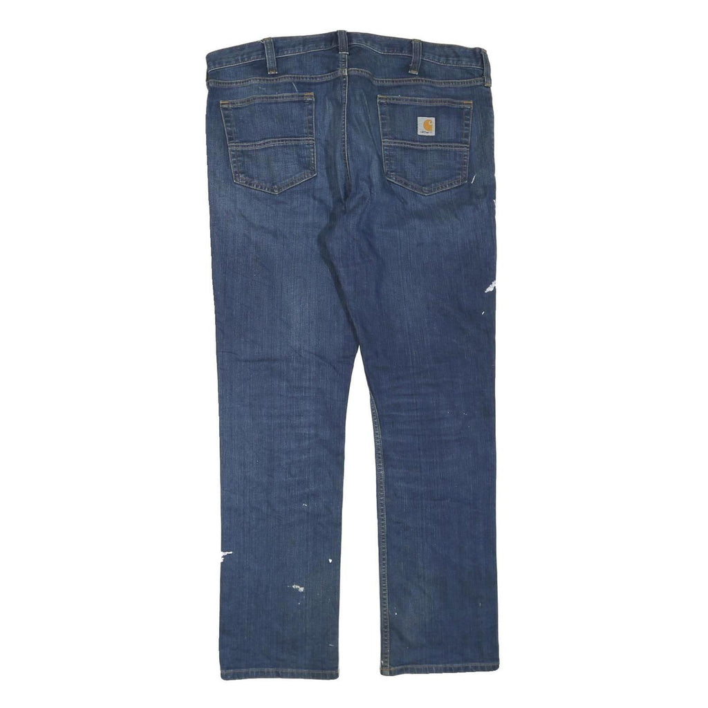 CARHARTT Mens Jeans Blue Regular Straight Denim W38 L32 Paint Splatter Zip