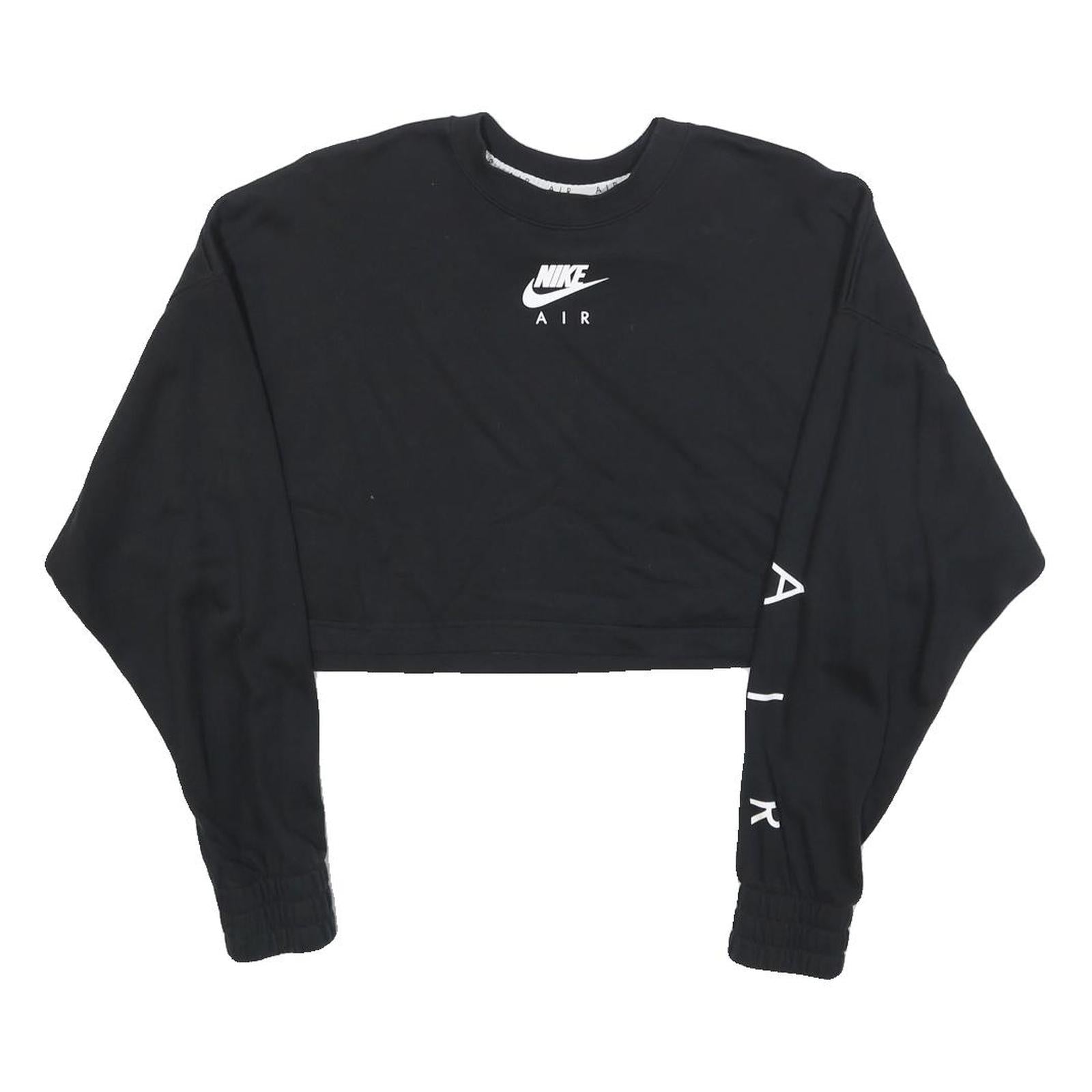 NIKE Womens Black Air Crew Neck S Crop Sweatshirt Casual Sportswear