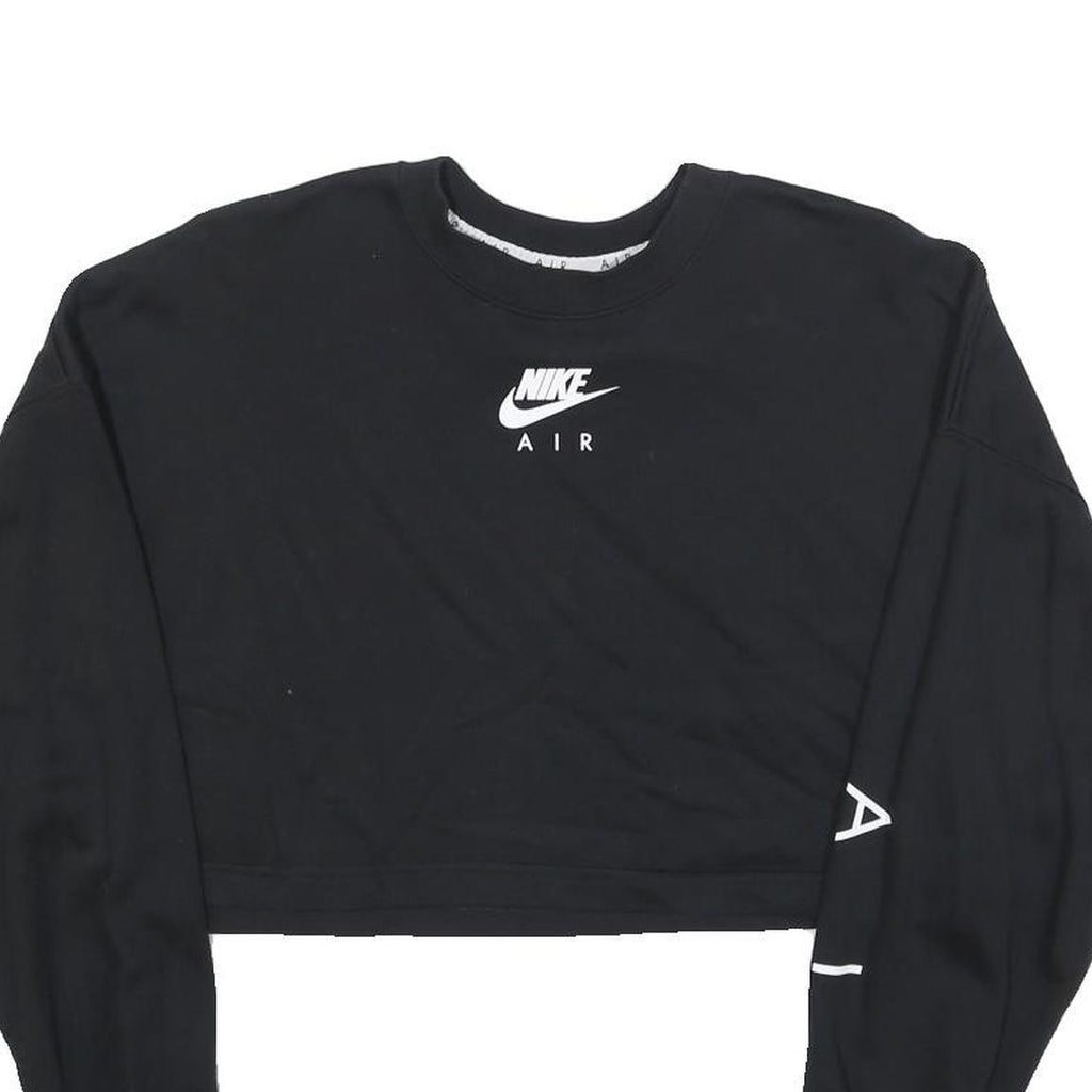 NIKE Womens Black Air Crew Neck S Crop Sweatshirt Casual Sportswear