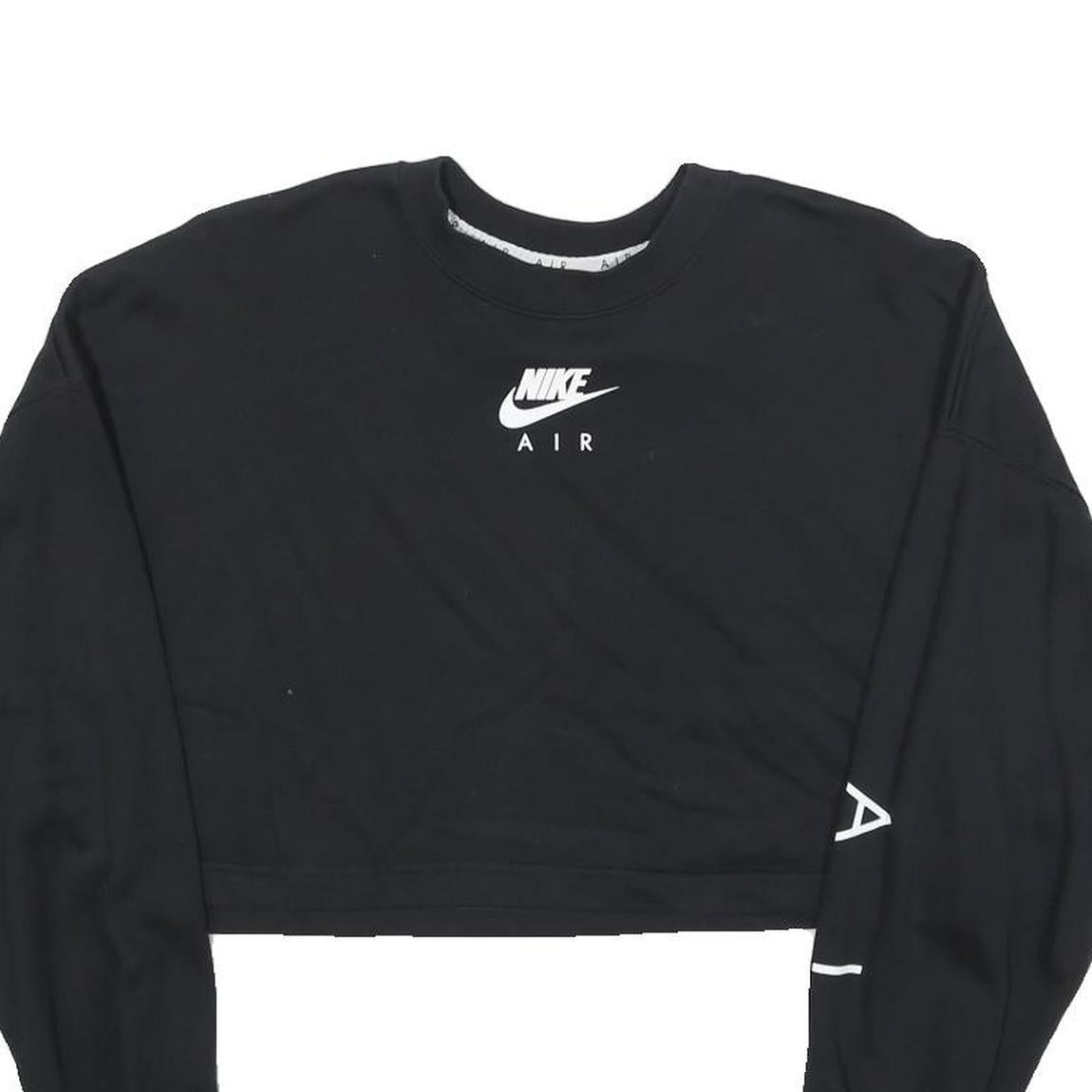 NIKE Womens Black Air Crew Neck S Crop Sweatshirt Casual Sportswear