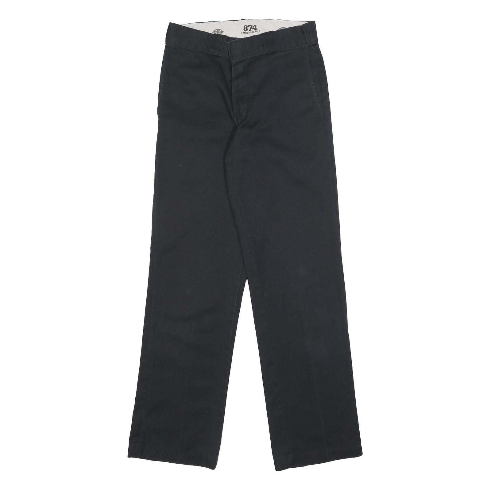 DICKIES Mens Cotton Blend Black Regular Fit Straight Leg Trousers W28 L31