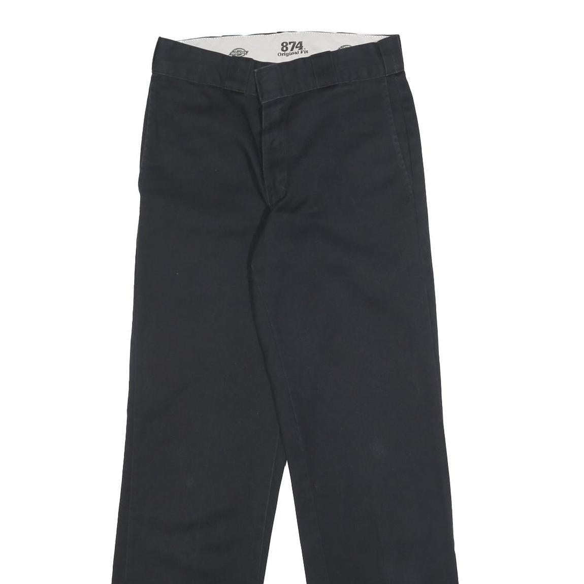 DICKIES Mens Cotton Blend Black Regular Fit Straight Leg Trousers W28 L31
