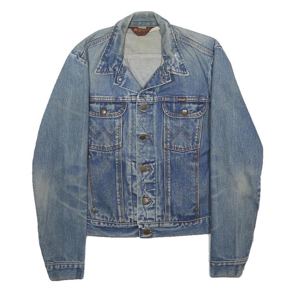 WRANGLER Mens Blue Denim Jacket S Cotton Button Classic Chest Pockets