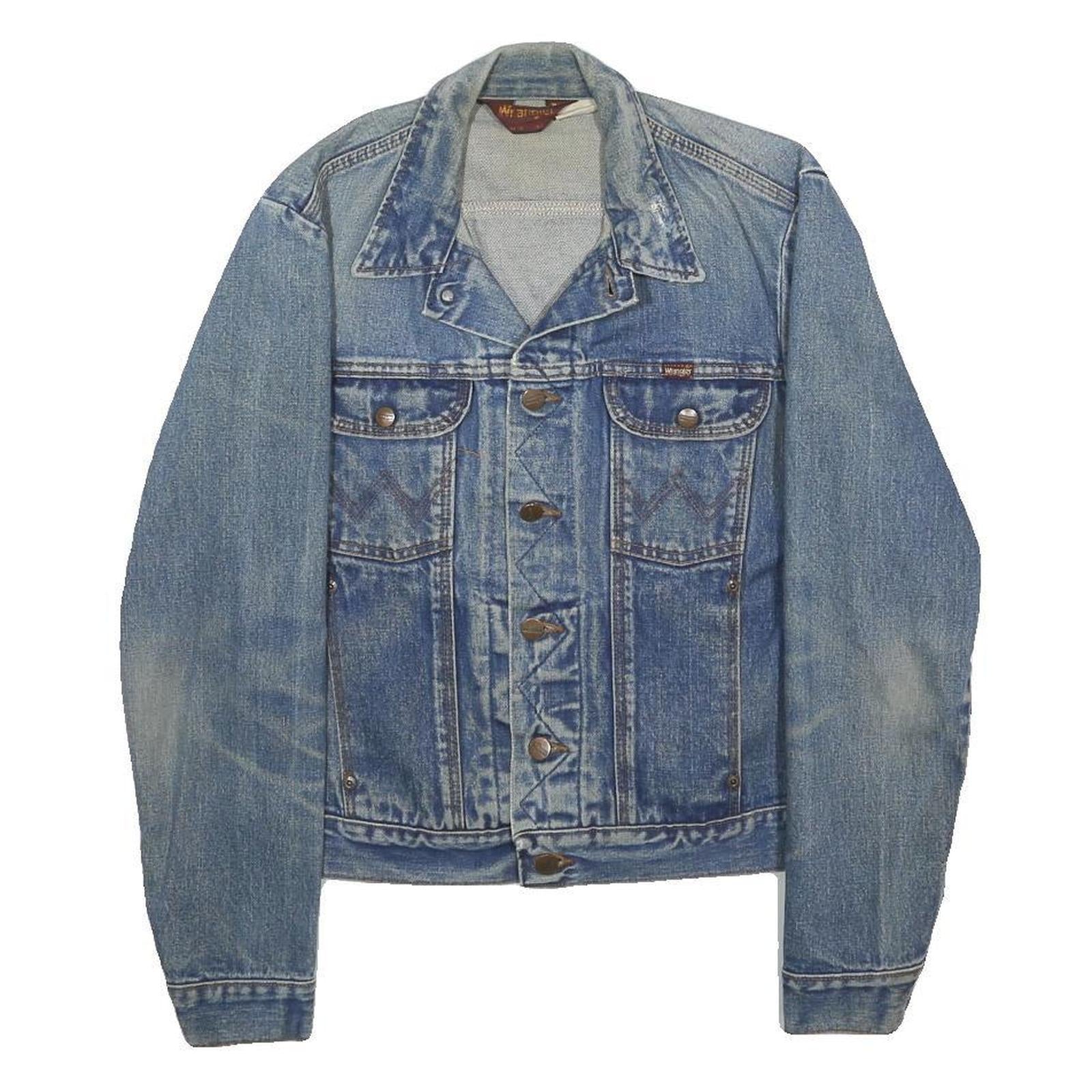 WRANGLER Mens Blue Denim Jacket S Cotton Button Classic Chest Pockets