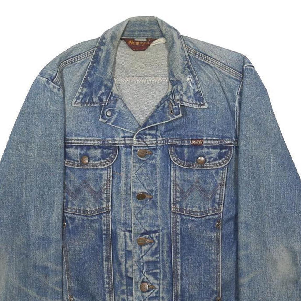 WRANGLER Mens Blue Denim Jacket S Cotton Button Classic Chest Pockets