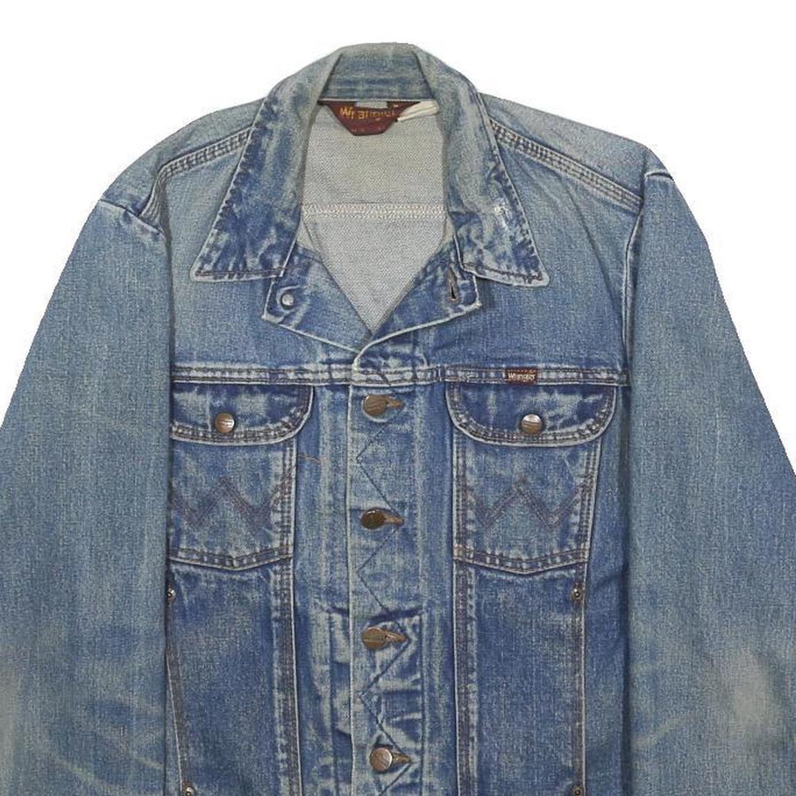 WRANGLER Mens Blue Denim Jacket S Cotton Button Classic Chest Pockets