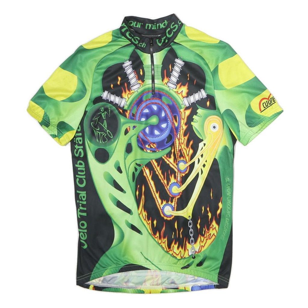 CUORE Mens Green Graphic T-Shirt M Short Sleeve Crew Neck Polyester Cycling