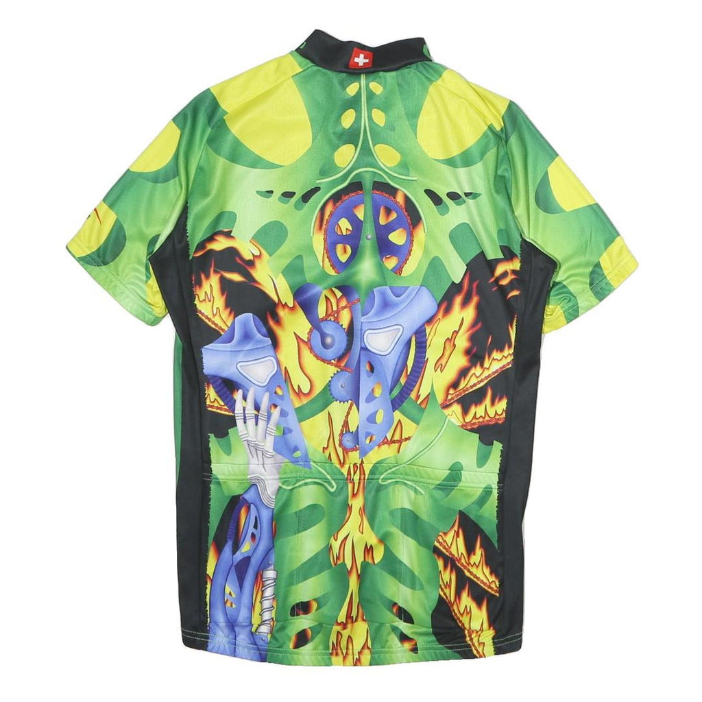 CUORE Mens Green Graphic T-Shirt M Short Sleeve Crew Neck Polyester Cycling