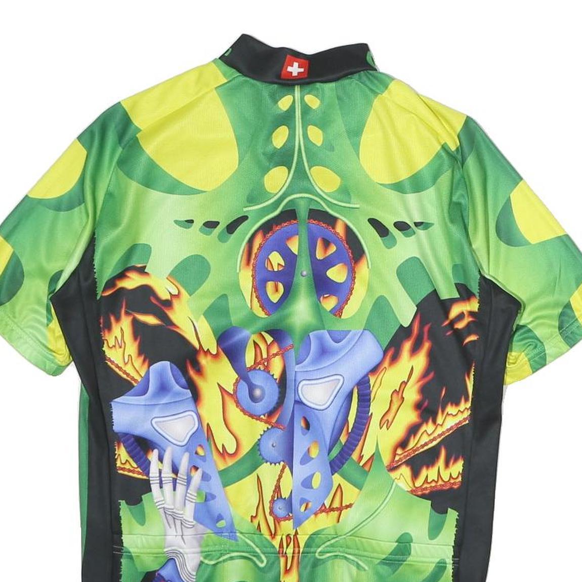 CUORE Mens Green Graphic T-Shirt M Short Sleeve Crew Neck Polyester Cycling