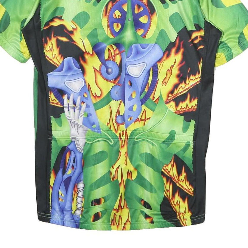 CUORE Mens Green Graphic T-Shirt M Short Sleeve Crew Neck Polyester Cycling