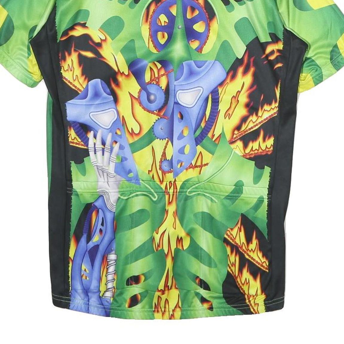 CUORE Mens Green Graphic T-Shirt M Short Sleeve Crew Neck Polyester Cycling