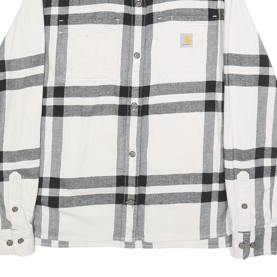 CARHARTT Womens White & Black Plaid Shirt XS Long Sleeve Cotton Casual