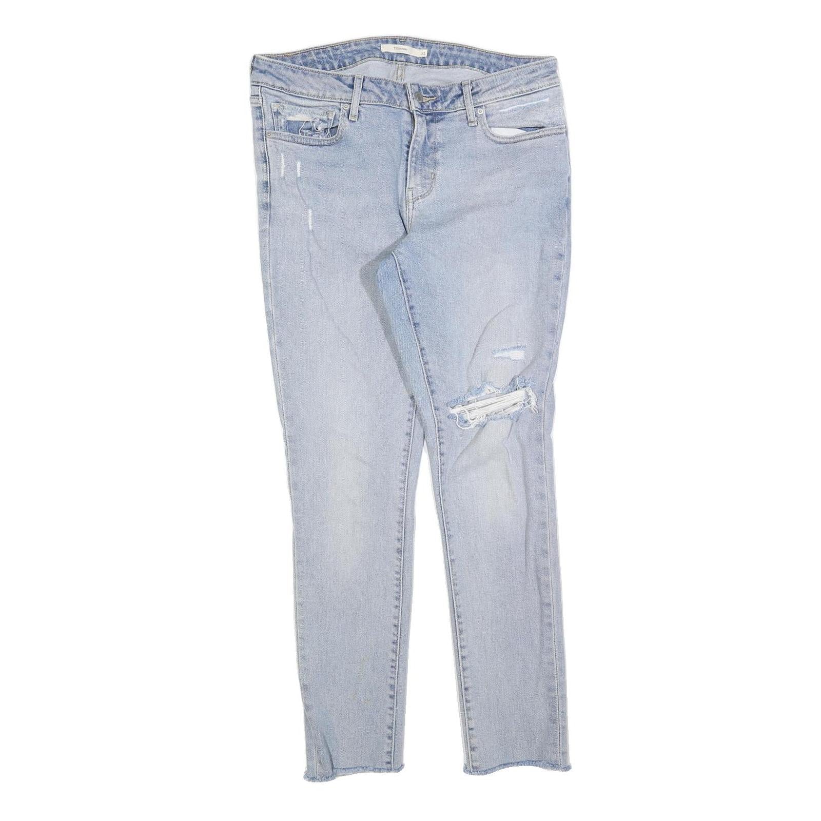 LEVI'S 711 Womens Slim Blue Denim Light W31 L28 Distressed Casual Jeans