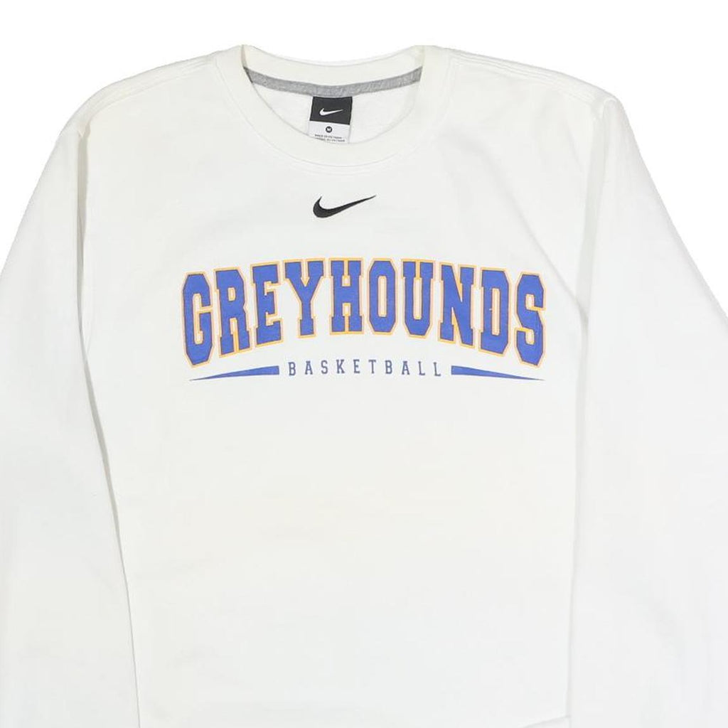 NIKE Mens White Greyhounds Basketball Crew Neck M Cotton Blend Sweatshirt