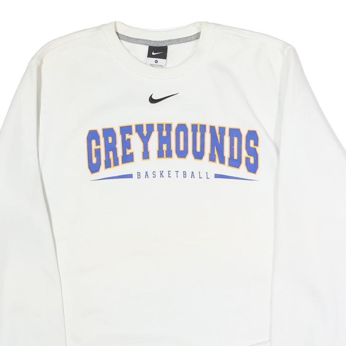 NIKE Mens White Greyhounds Basketball Crew Neck M Cotton Blend Sweatshirt