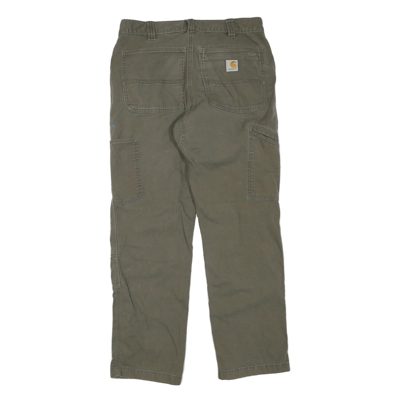 CARHARTT Mens Jeans Olive Regular Straight Denim W32 L30 Workwear Utility Cotton