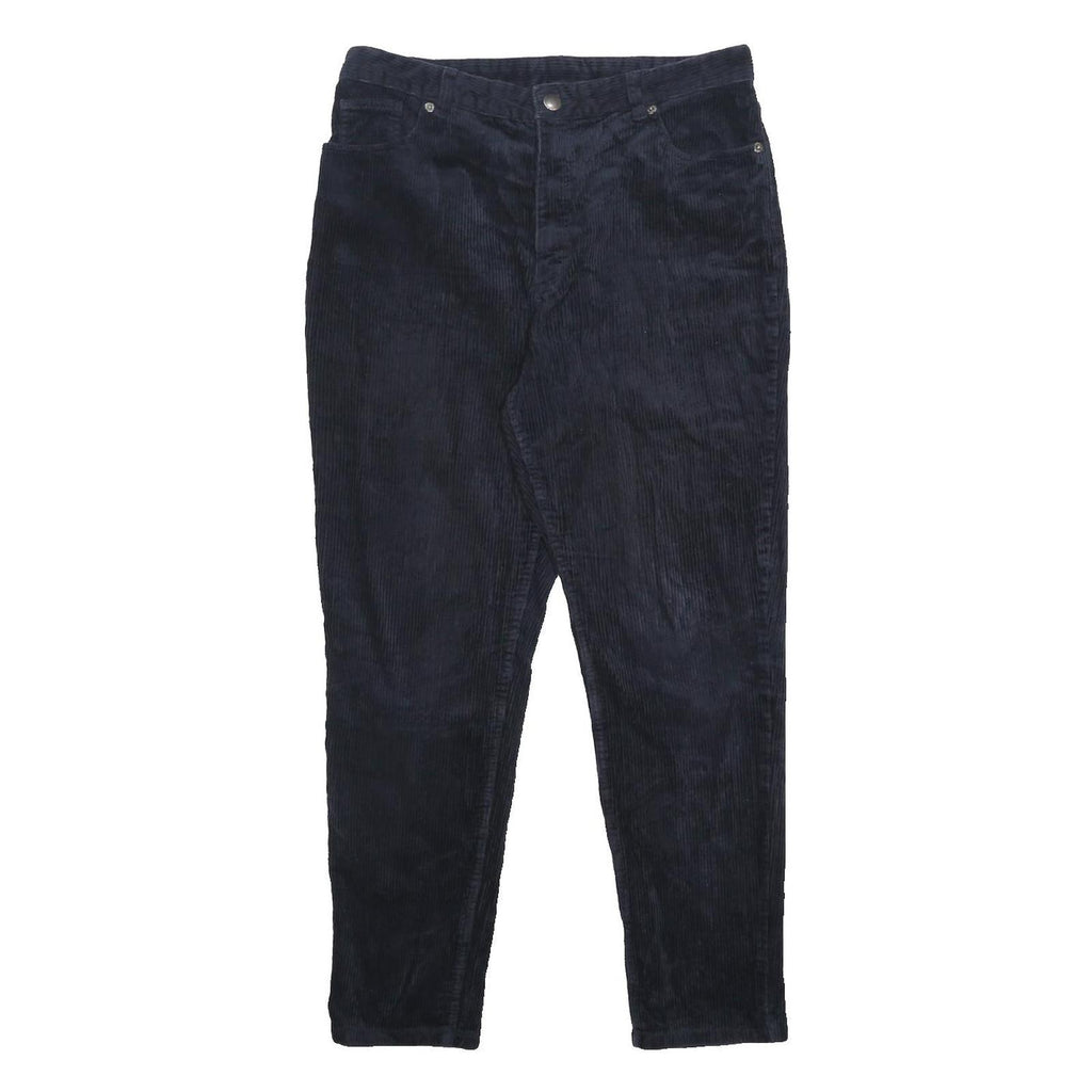 MONKI Womens Cotton Blend Blue & Navy Corduroy Skinny Trousers Zip W32 L27 Slim