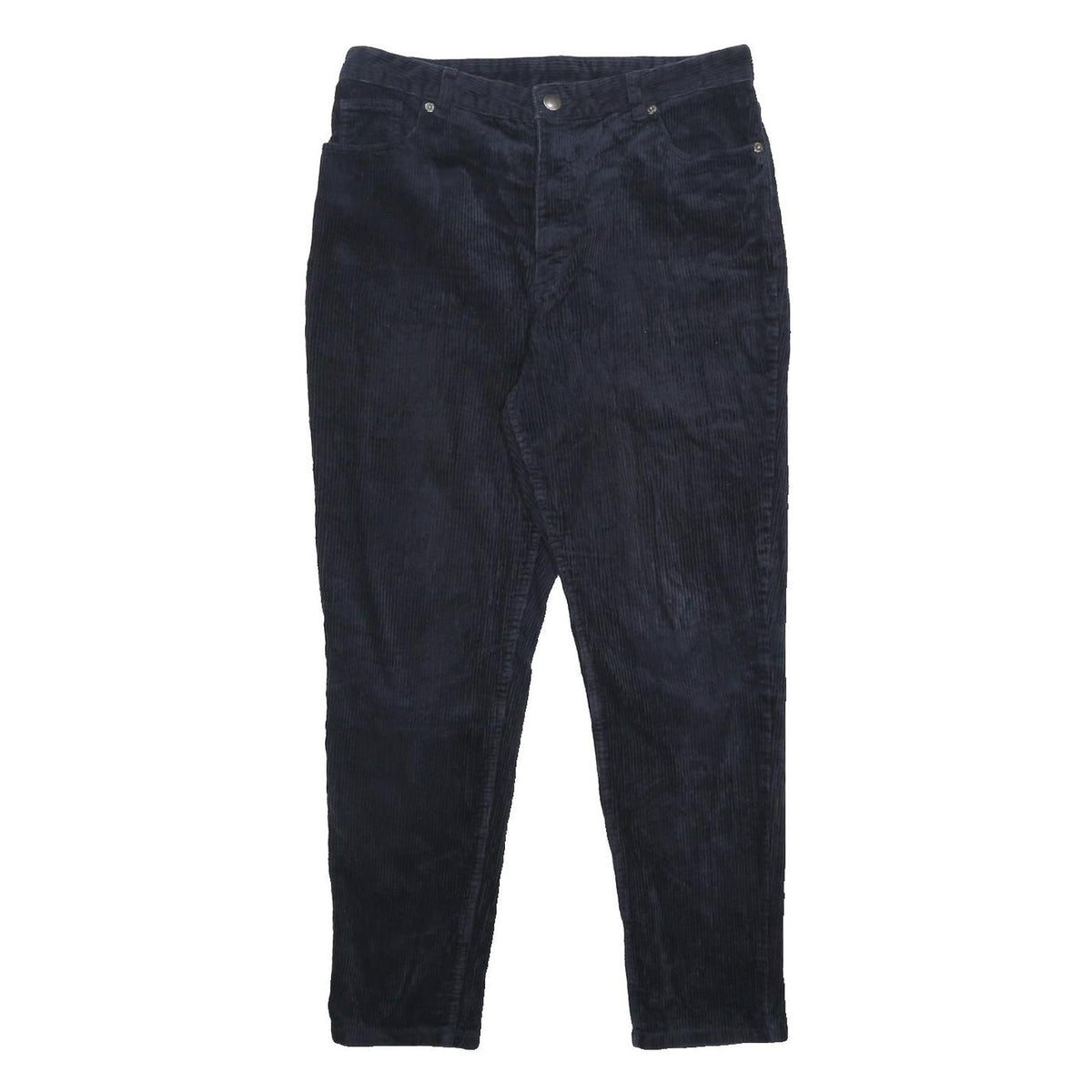 MONKI Womens Cotton Blend Blue & Navy Corduroy Skinny Trousers Zip W32 L27 Slim