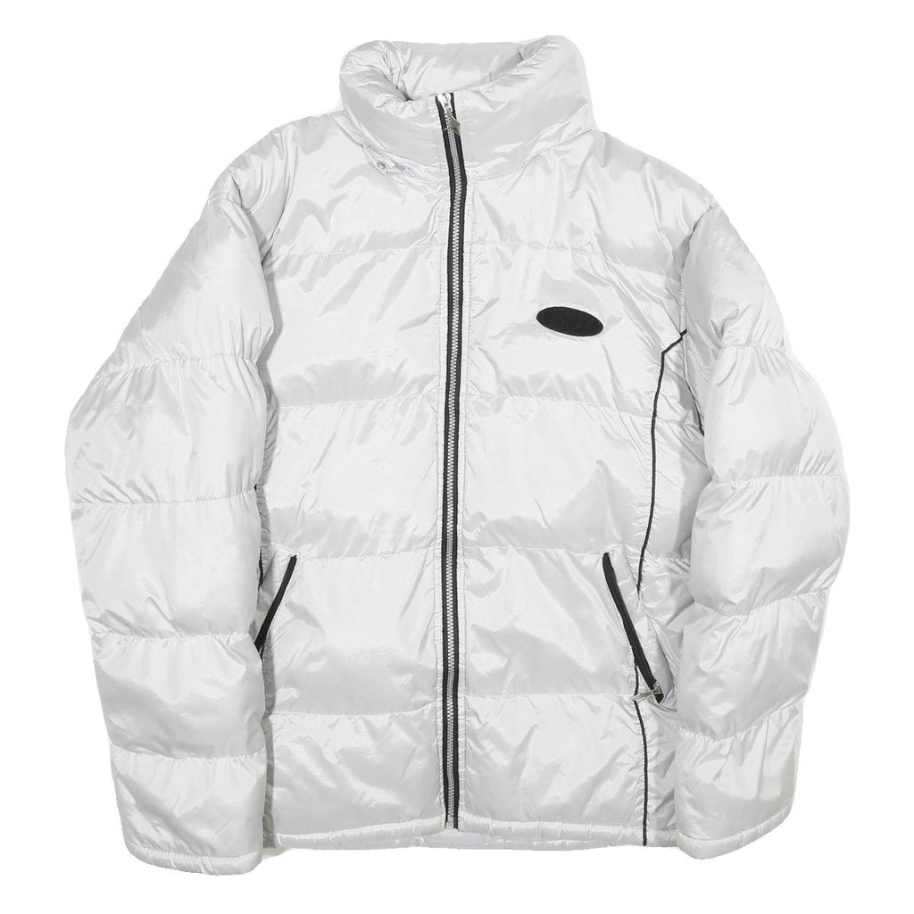 SPORT Womens White Nylon Puffer Jacket 2XL Zip Outdoor Casual Warm
