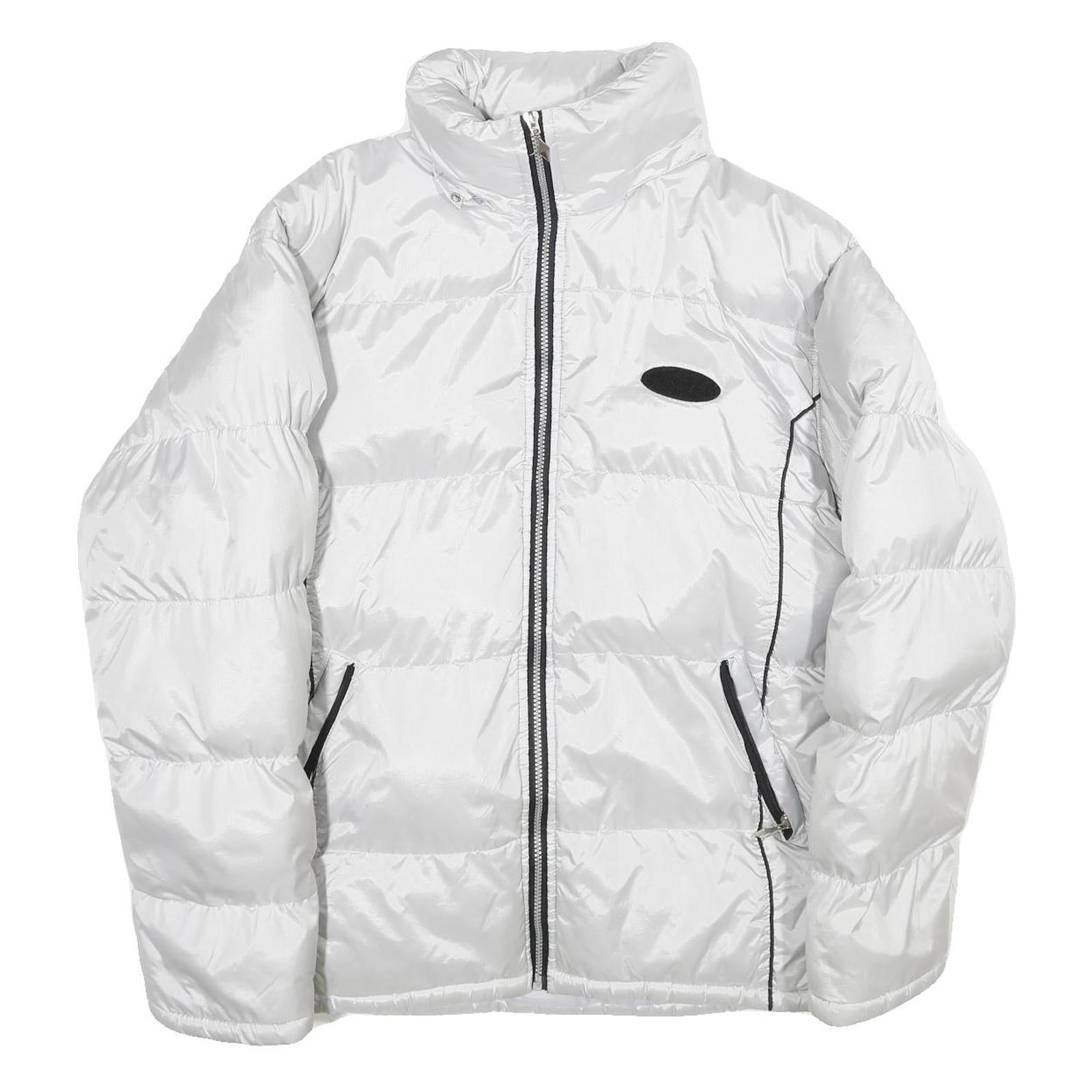 SPORT Womens White Nylon Puffer Jacket 2XL Zip Outdoor Casual Warm