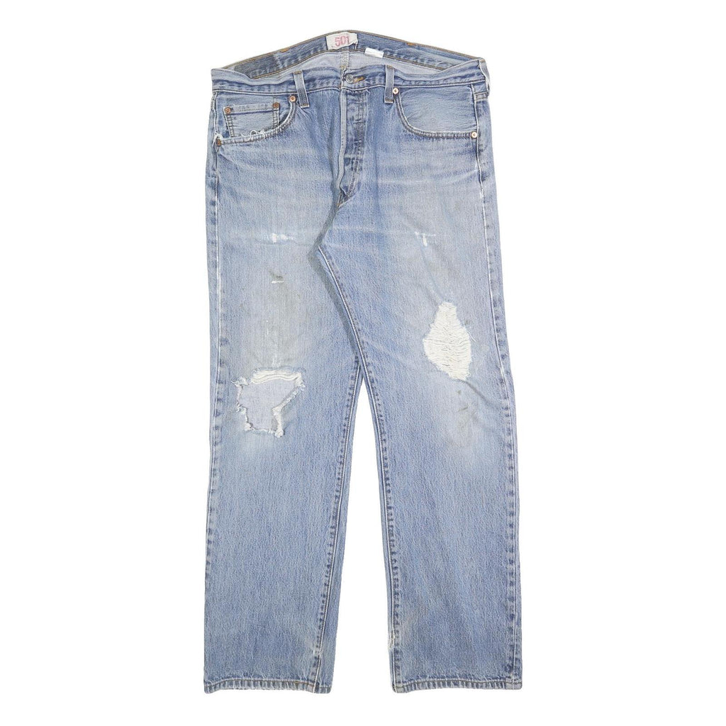 LEVI'S 501 Mens Jeans Blue Regular Straight Denim Stone Wash W38 L32 Classic