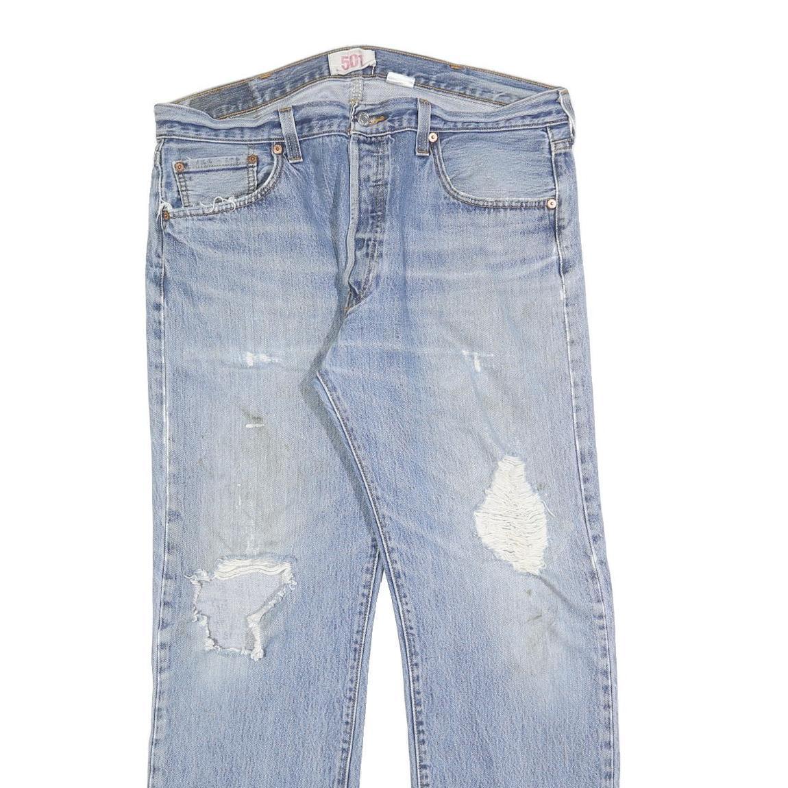 LEVI'S 501 Mens Jeans Blue Regular Straight Denim Stone Wash W38 L32 Classic