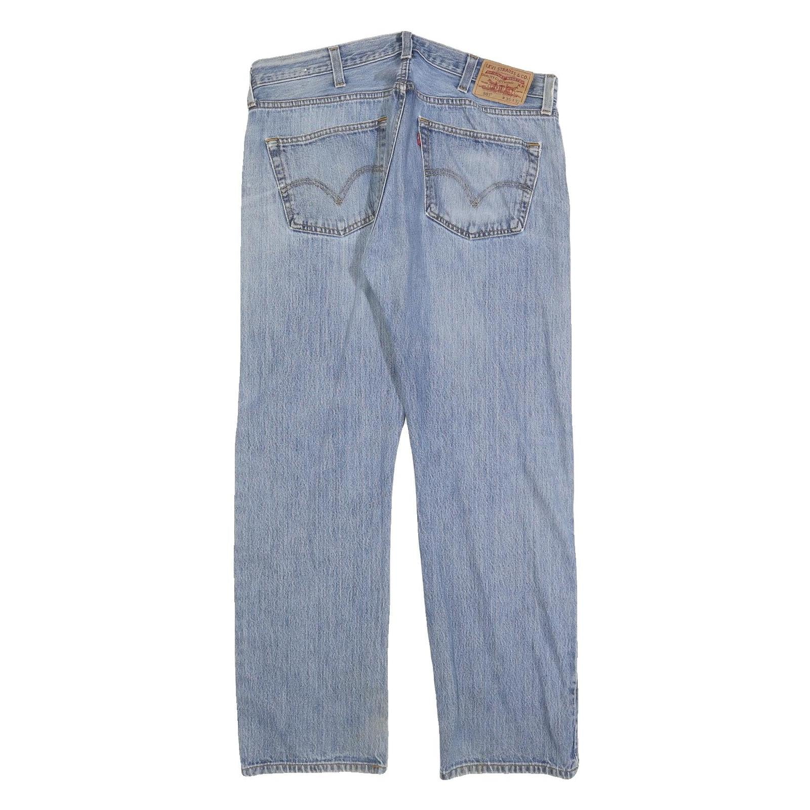 LEVI'S 501 Mens Jeans Blue Regular Straight Denim Stone Wash W38 L32 Classic