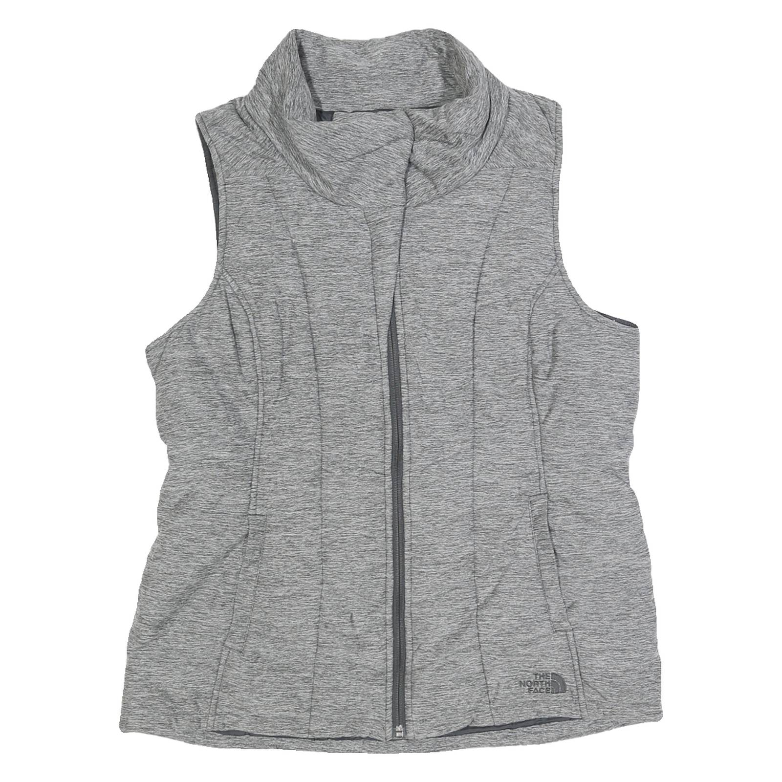 THE NORTH FACE Womens Grey Sleeveless Jacket L Polyester Puffer Outdoor Zip Vest
