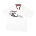 CLASSICS Mens White Burgundy Golf Motif Short Sleeve Polo Shirt L Cotton Blend