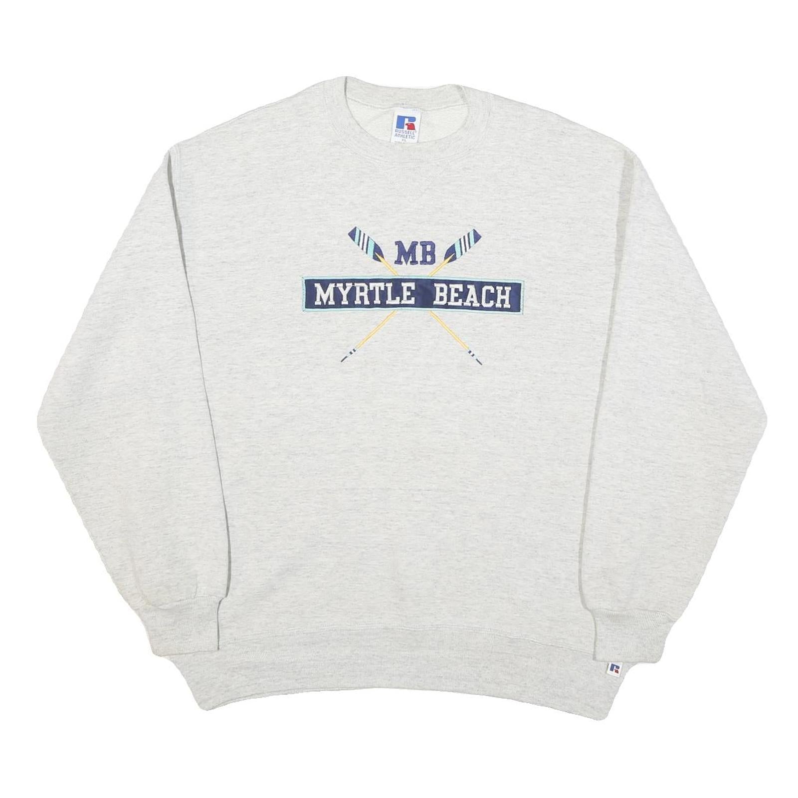 RUSSELL ATHLETIC Mens Grey Myrtle Beach Crew Neck XL Sweatshirt Cotton Blend
